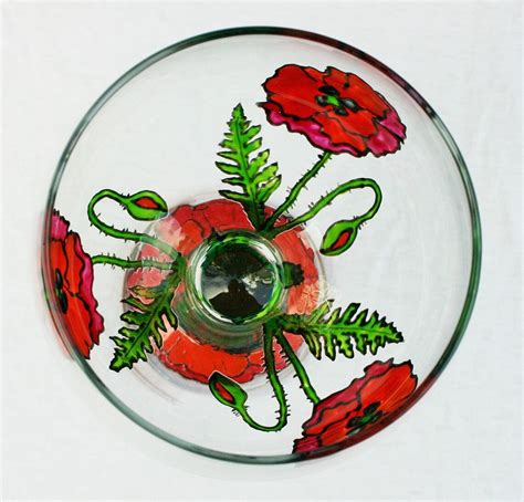 Poppy Gin Glass Hand Painted Gin Glass Red Poppies Glass Etsy Uk