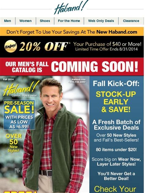 Haband: Men's Fall Catalog is Coming Soon! + 20% OFF Your Order at Haband.com! | Milled