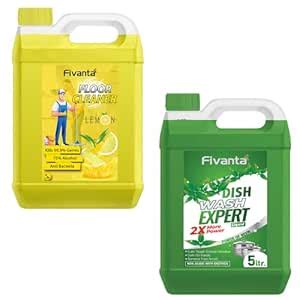 Fivanta Floor Cleaner 5 Liter With Power Of 100 Lemon 5 Litre Dish