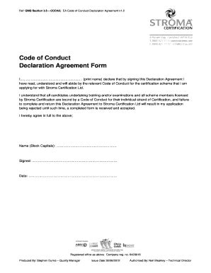 Declaration For Code Of Conduct Fill And Sign Printable Template Online