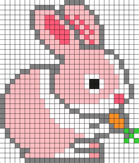 Pink Bunny Perler Bead Pattern Bead Sprite Embroidery Patterns Beading Patterns Cross