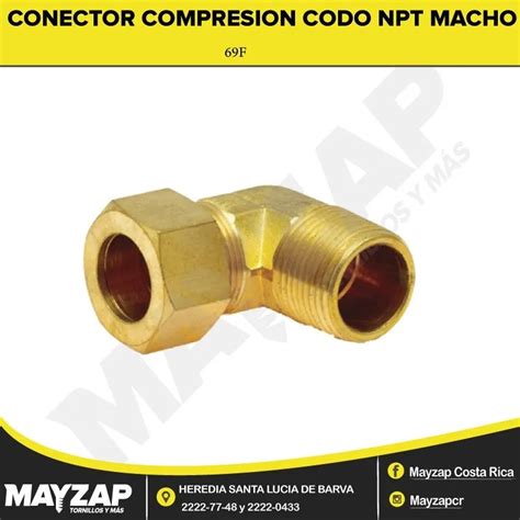 Conector De Compresion Codo NPT Macho 69F Mayzap Tornillos Y Herramientas