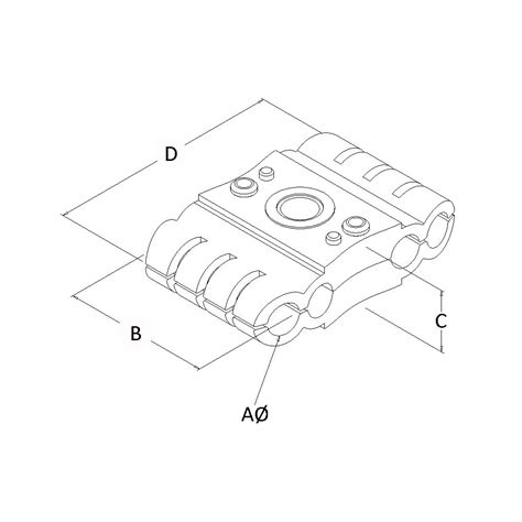 GCA LTD 4BW054 2P-BW005.4mm Two Piece 4 Way Black Clamp