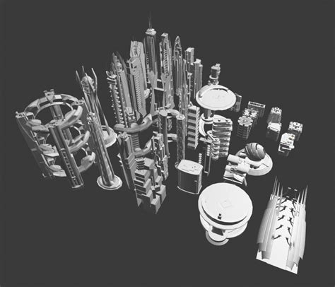 3d Model 35 Futuristic Buildings Vol 2 Vr Ar Low Poly Cgtrader