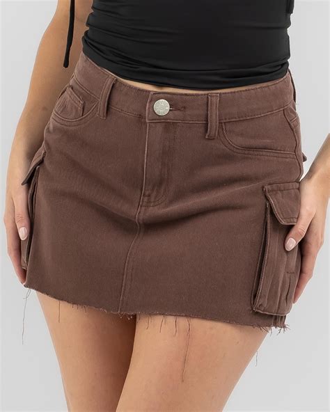 Shop Desu Cargo Skirt In Chocolate Fast Shipping And Easy Returns