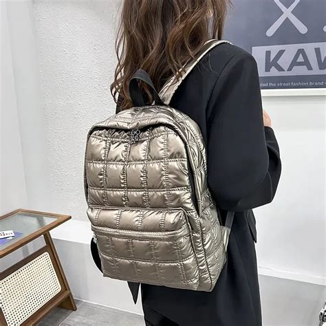 Стеганый рюкзак с пухом для женщин | AliExpress