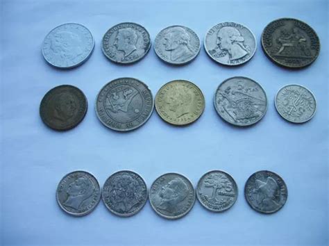 15 Monedas Antiguas Distintos Paises 5 De Plata rg Cuotas sin interés