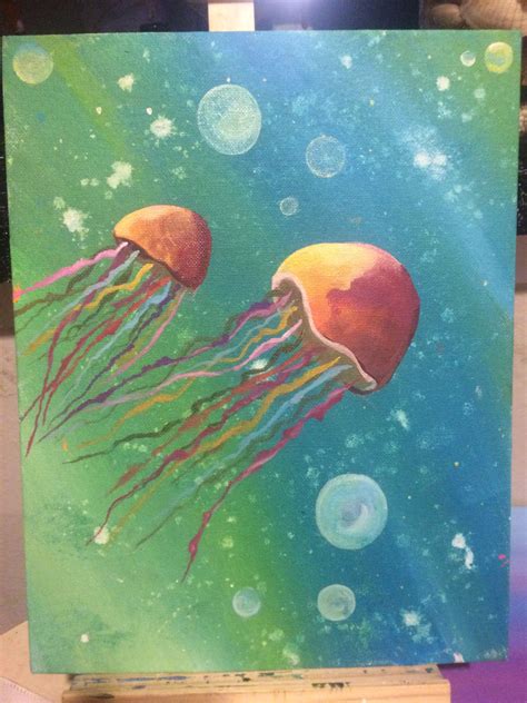 Jellyfish painting acryllic easy | Jellyfish painting, Painting ...