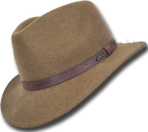 Oztrala】australian Wool Felt Hat Outback Vintage Classic Fedora Men Leather Band Cowboy Hw01 Us