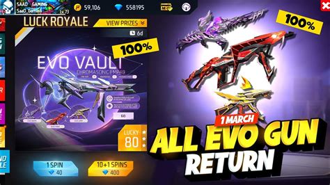 All Evo Gun Skin Return Evo Vault Event Free Fire Cobra Mp