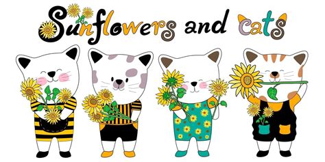 Sunflower Cartoon Clipart Cats