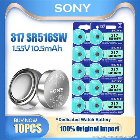 10PCS Sony 317 SR516SW SR516 SR62 V317 D317 GP317 1 55V Silver Oxide