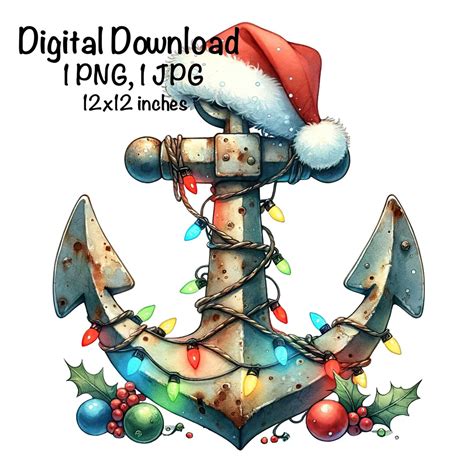 Christmas Anchor Png Christmas Nautical Santa Anchor Sublimation Boat