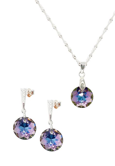 Ripley Conjunto Gracia Plata Italiana Y Cristales Genuinos Vitral