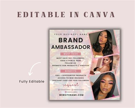 Ambassador Flyer Template Brand Ambassador Flyer Template Etsy