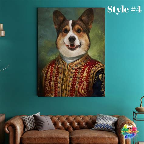 Custom Historical Pet Portrait Framed Canvas Personalized Etsy