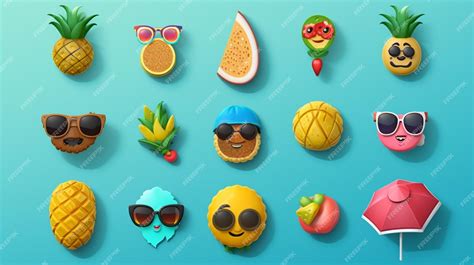 Premium AI Image | Summer emoji set