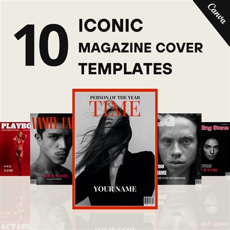 Iconic Magazine Cover Template Editable On Canva X10 Templates Etsy