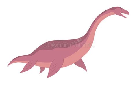 Illustration Prehistoric Underwater Dinosaur Plesiosaurus With Fins