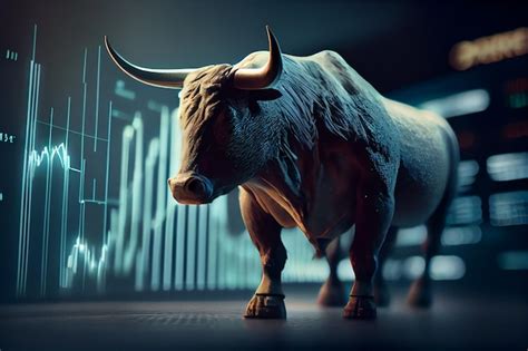 Premium Photo | Bull on stock market chart backgroundgenerative ai