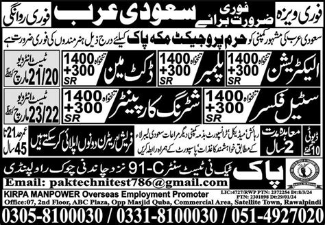 Electrician And Carpenter Jobs In Saudi Arabia Job