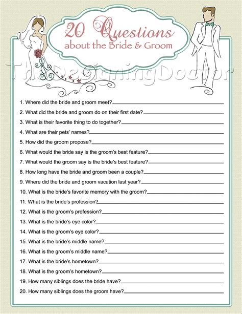 Who Knows Bride Best 20 Questions About The Bride And Groom Bridal