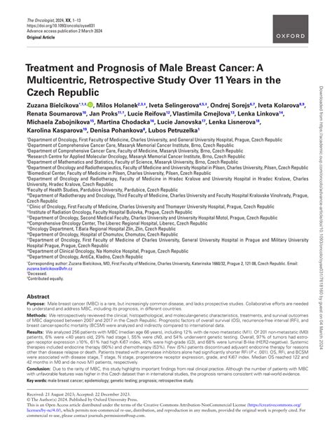 Pdf Treatment And Prognosis Of Male Breast Cancer A Multicentric