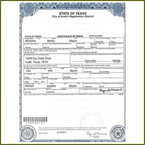 Colorado Official Birth Certificate