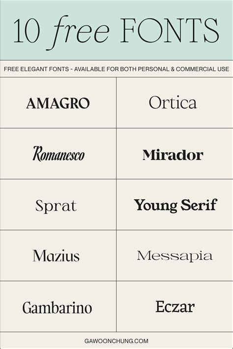 10 Free Elegant Fonts — Gawoon Chung