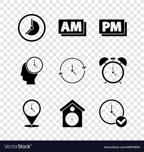 Set clock am pm location with retro wall Vector Image