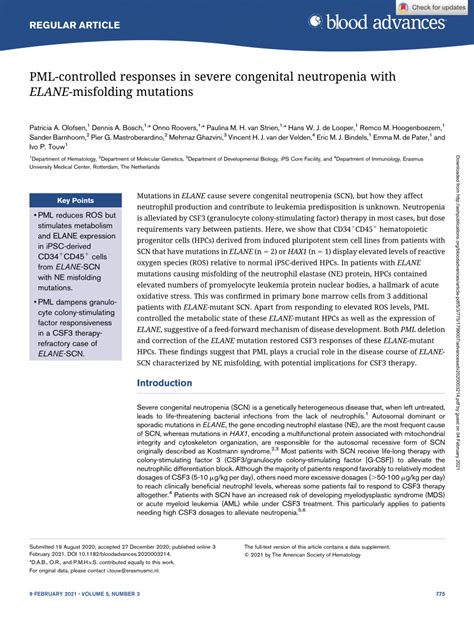 Pdf Pml Controlled Responses In Severe Congenital Neutropenia With