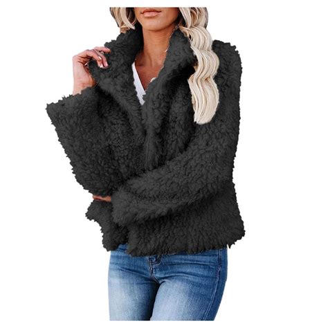 Jackets For Women Casual Fleece Fuzzy Faux Shearling Warm Winter