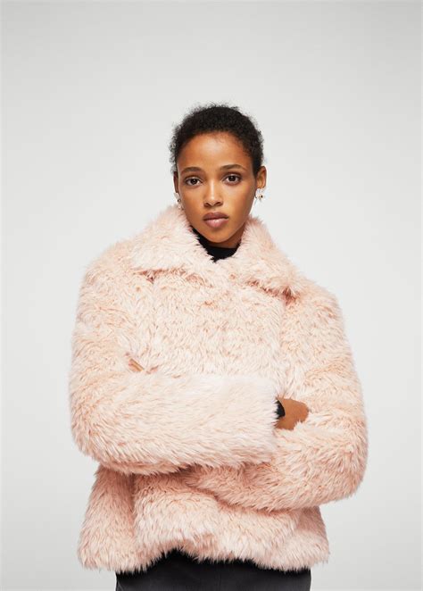 Lyst Mango Faux Fur Coat In Pink