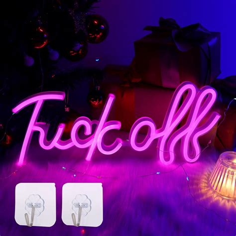 ENUOLI Fuck Off Neon Signs Pink LED Neon Wall Light USB Battery