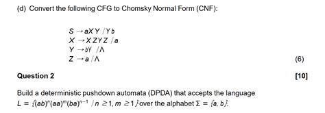 Solved D Convert The Following Cfg To Chomsky Normal Form Chegg