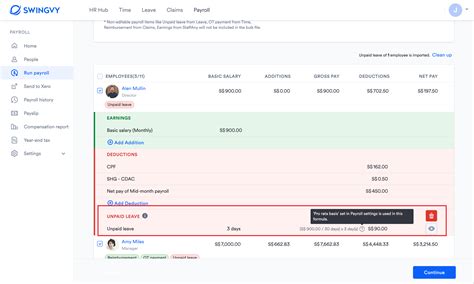 Deduct unpaid leave through Swingvy payroll