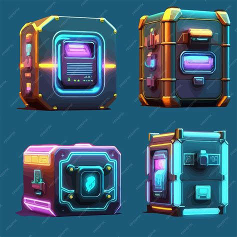 Premium Vector Game Futuristic Boxes Future Technology Chests