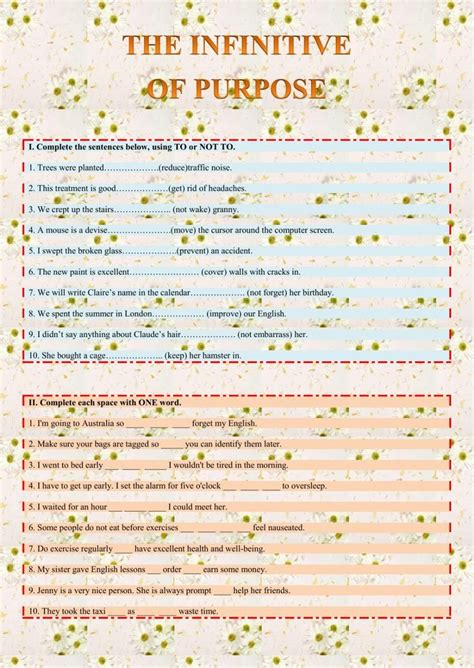 The Infinitive Of Purpose Interactive Worksheet English As A Second