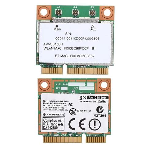 EJ life Carte réseau BCM94360HMB Carte Réseau Gigabit AC1300M MINI