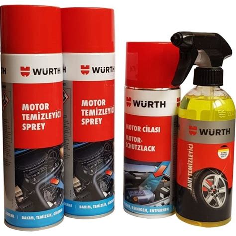 Würth Motor Temizleme ve Cila ve Jant Temizleme Sprey Set Fiyatı