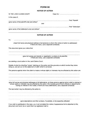 Fillable Online Justice Gov FORM 08 NOTICE OF ACTION IN THE LAND CLAIMS