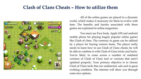 Ppt Clash Of Clans Cheats How To Utilize Them Powerpoint