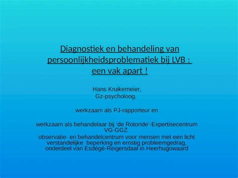 PPT Diagnostiek En Behandeling Van Persoonlijkheidsproblematiek Bij