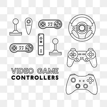 Video Game Controllers Line Art Icons Set Video Drawing Video Sketch