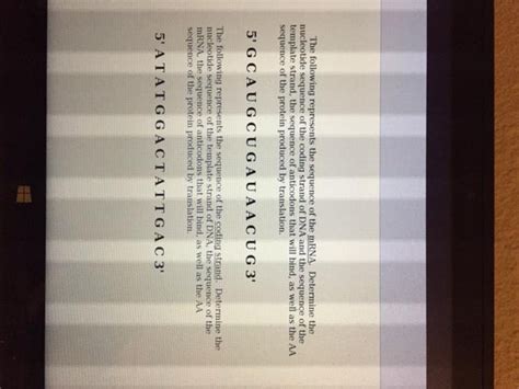 Solved The following represents the sequence of the mRNA. I | Chegg.com 