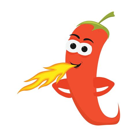 Burning Pepper Character Cartoon Funny Hot Chilli Peppers Burn Chilly Characters Different
