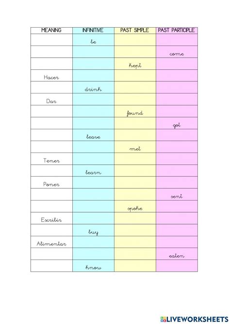 Irregular Verbs Online Exercise For Sexto Live Worksheets