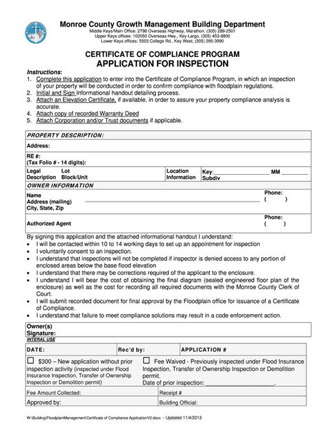 Fillable Online Certificate Of Compliance Applicationv Fax Email Print