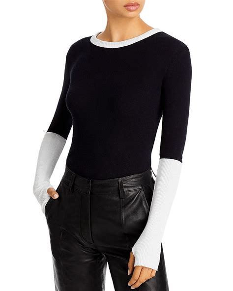 Enza Costa Cashmere Fitted Cuffed Long Sleeve Cuffed Crew Bloomingdales