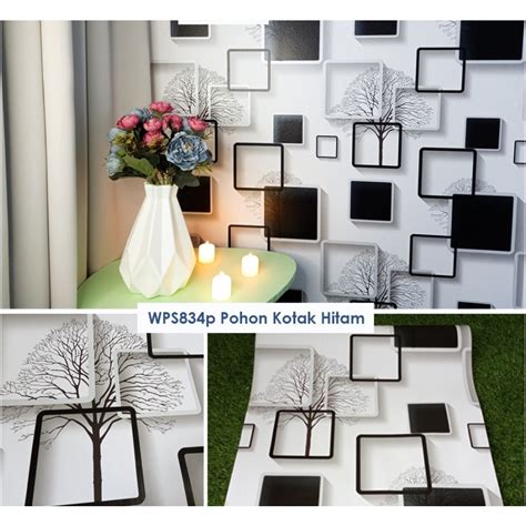 Jual Wallpaper Dinding Ukuran Cm X M Motif D Pohon Kotak Hitam